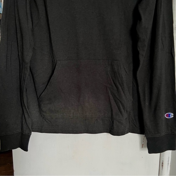 Champion Youth Black Long Sleeve Hoodie Shirt Spell Out Logo Lightweight Large - Picture 6 of 13